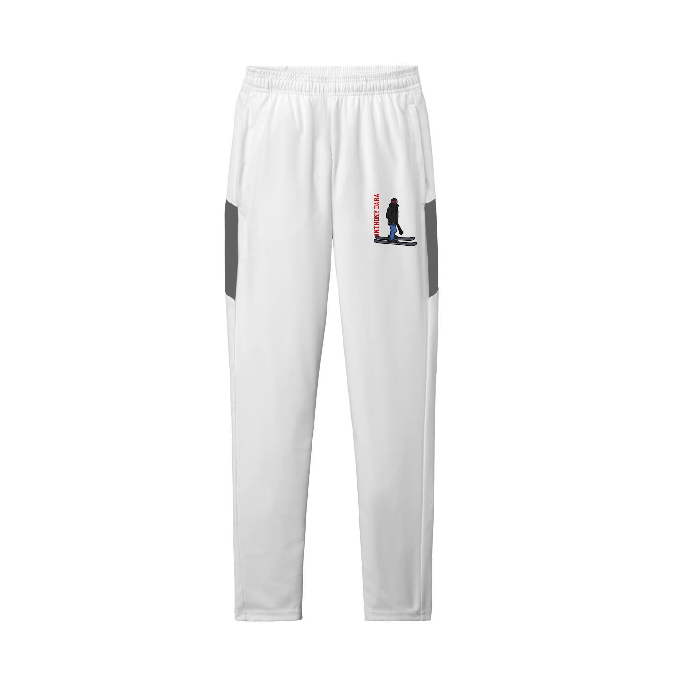 Team Travel Pant — Name Vertical in White/Grey