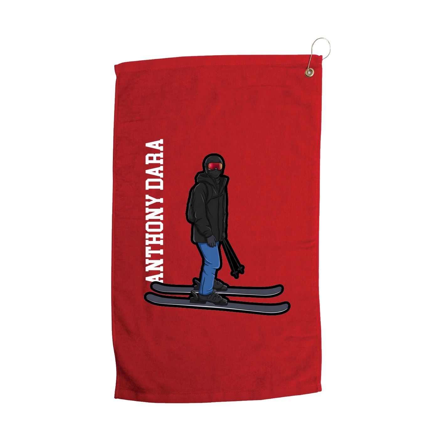Golf Towel — Name Vertical in Red