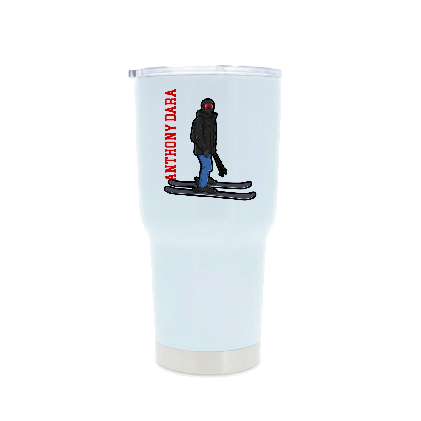 30oz Stainless Steel Tumbler — Name Vertical in White