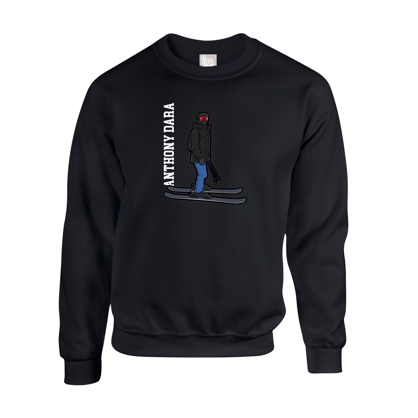 Fleece Crew — Name Vertical in Black
