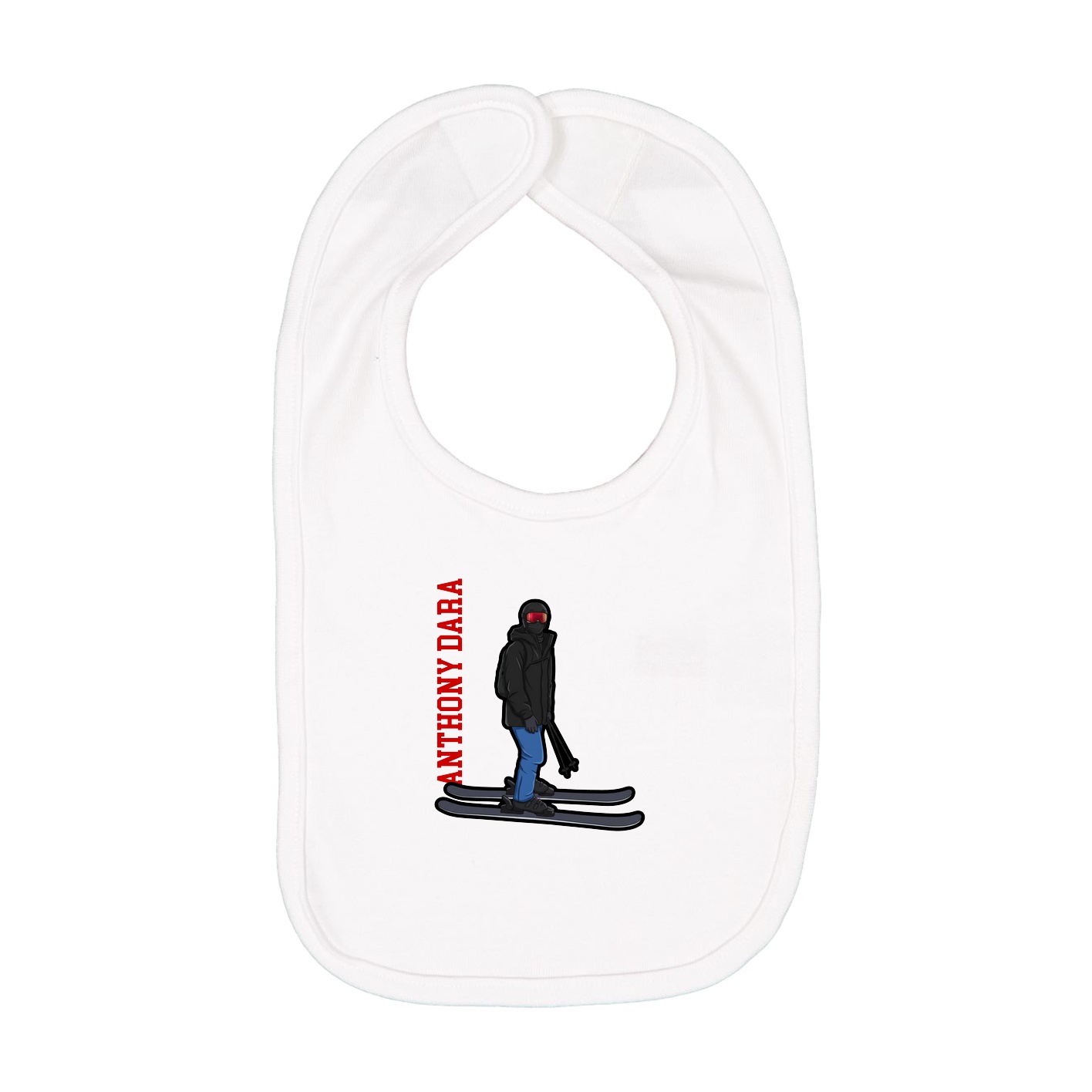 Infant Bib — Name Vertical in White