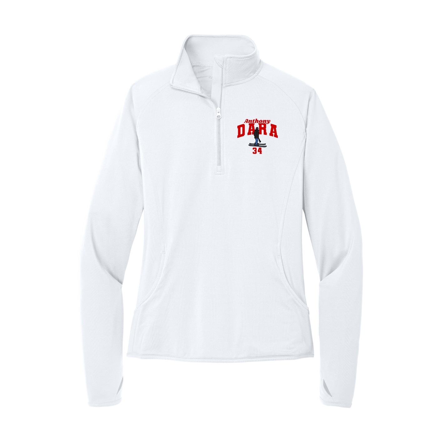 Women's Q-Zip Pullover — Signature Arch in White