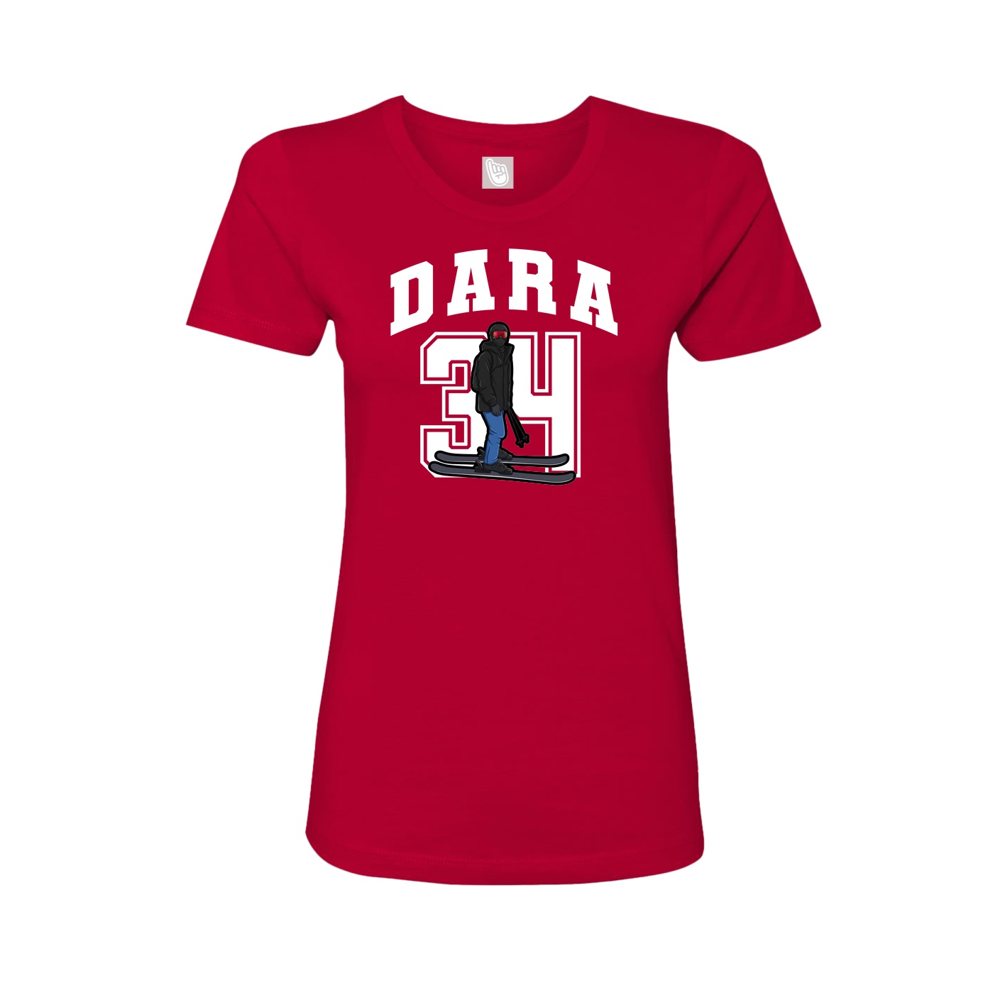 Fitted Women's Tee — Number in Red