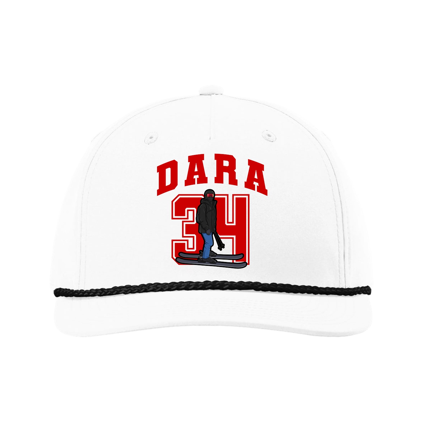 Five-Panel Classic Rope Cap — Number in White