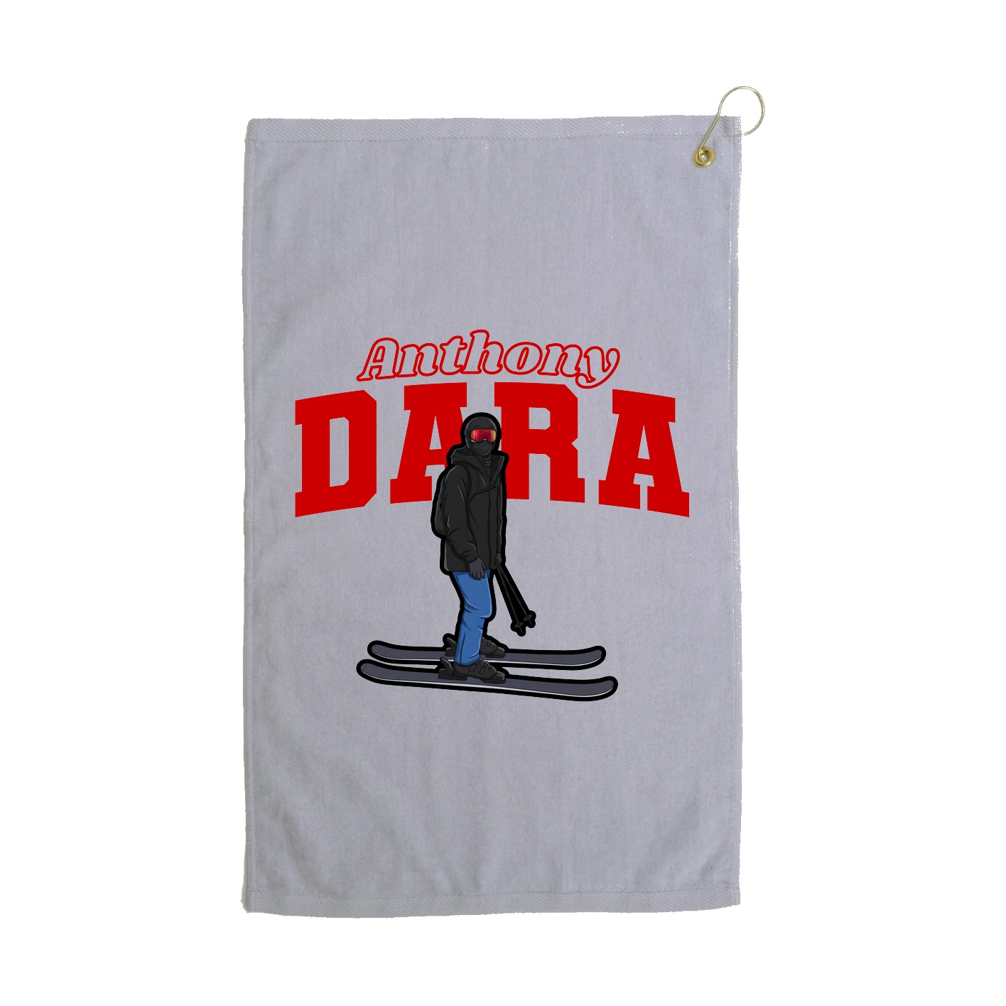 Golf Towel — Name Arch in Grey