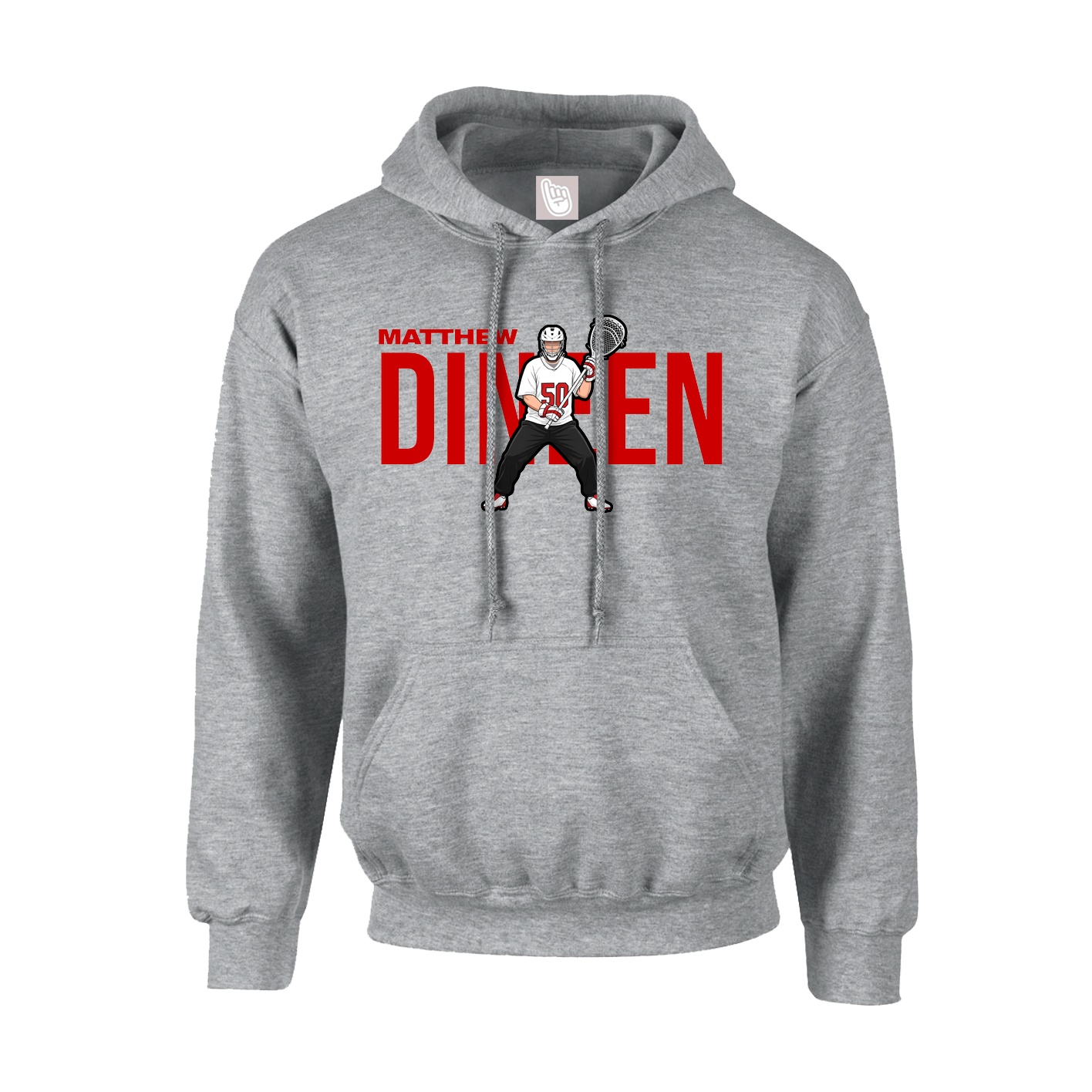 Youth Hoodie — Player Name in Grey