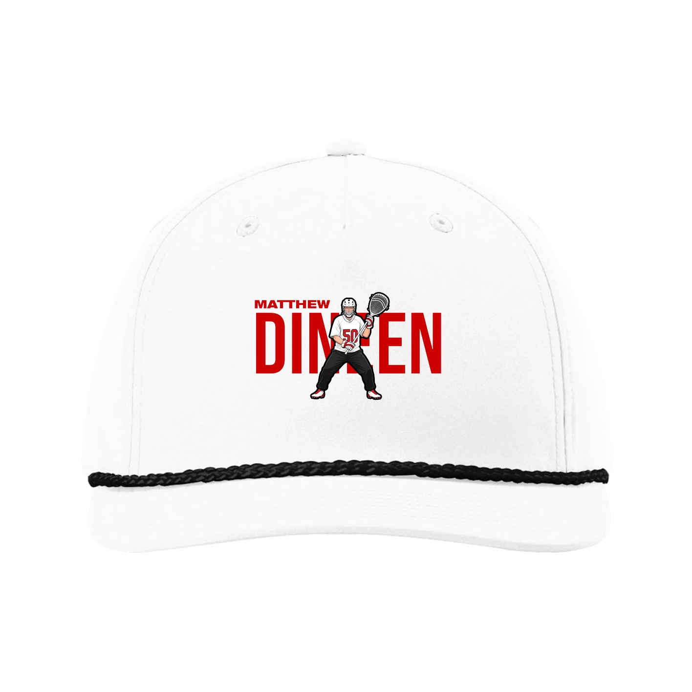 Five-Panel Classic Rope Cap — Player Name in White