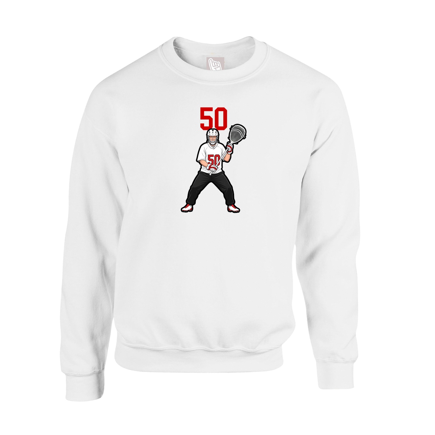 Fleece Crew — Number Top in White