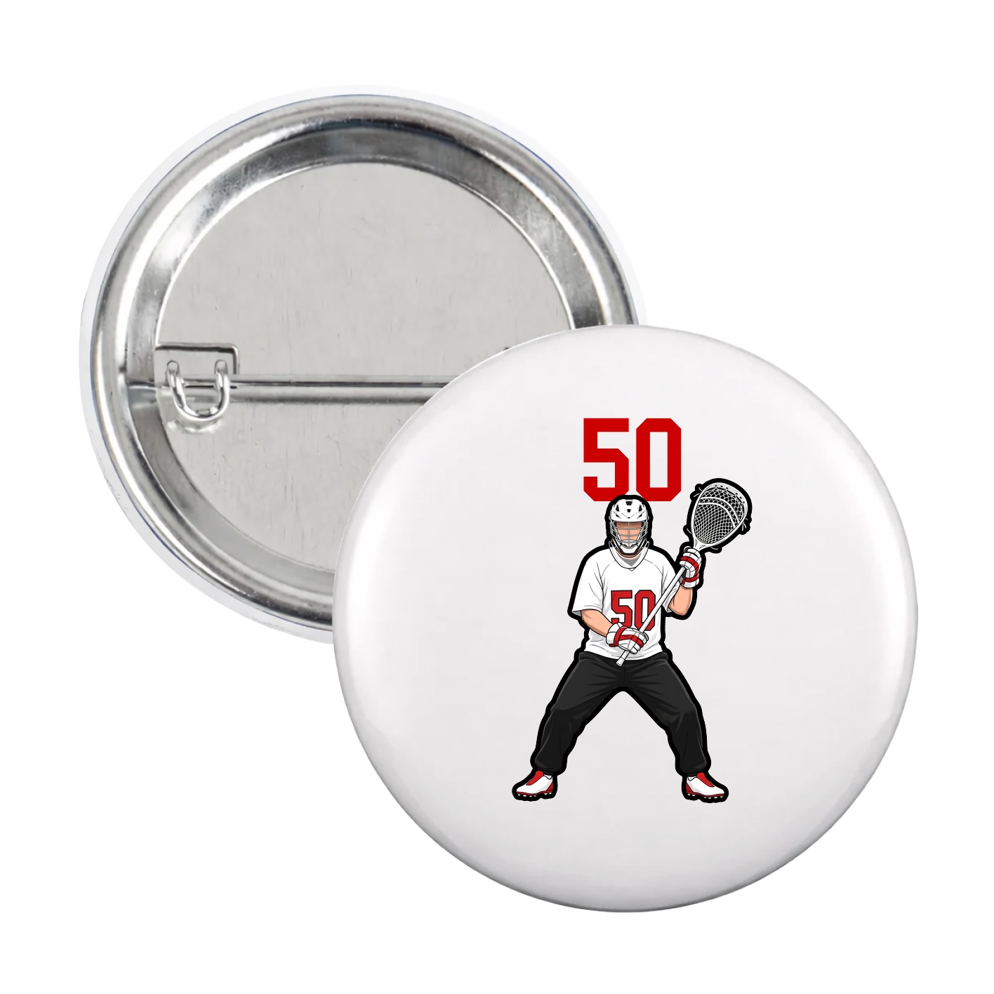 Game Day Button — Number Top in White