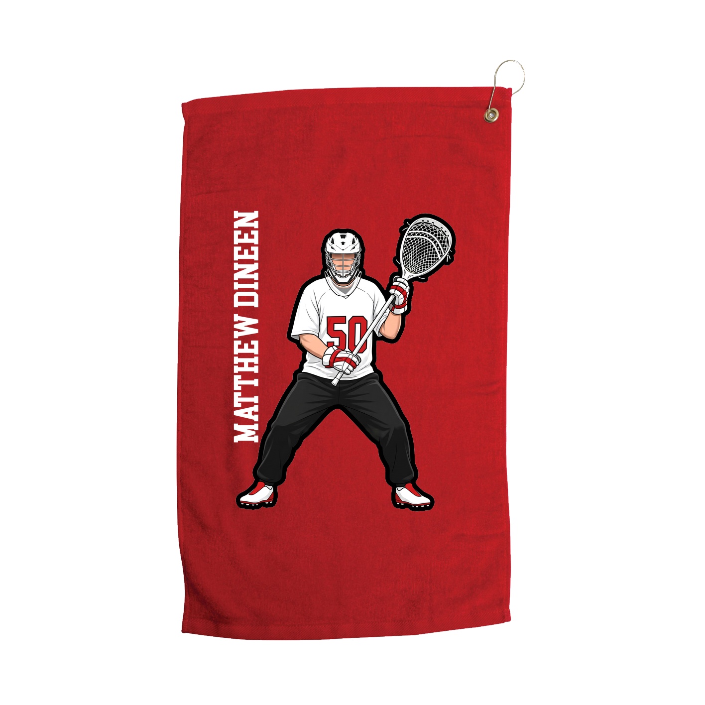 Golf Towel — Name Vertical in Red