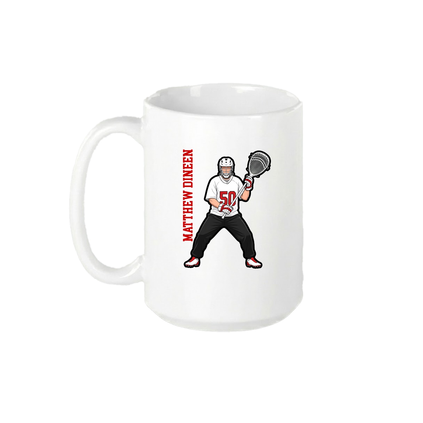 15oz Coffee Mug — Name Vertical in White
