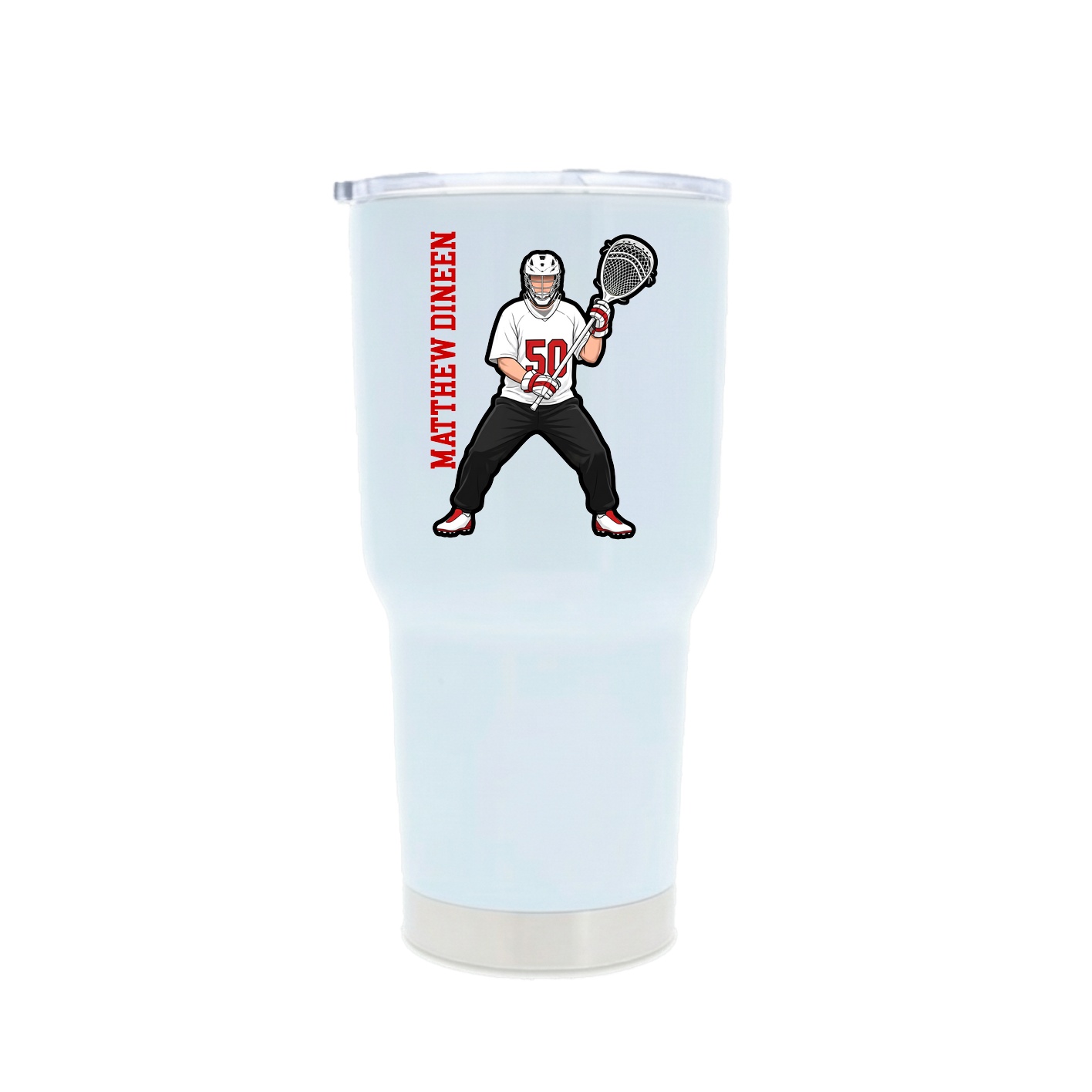 30oz Stainless Steel Tumbler — Name Vertical in White