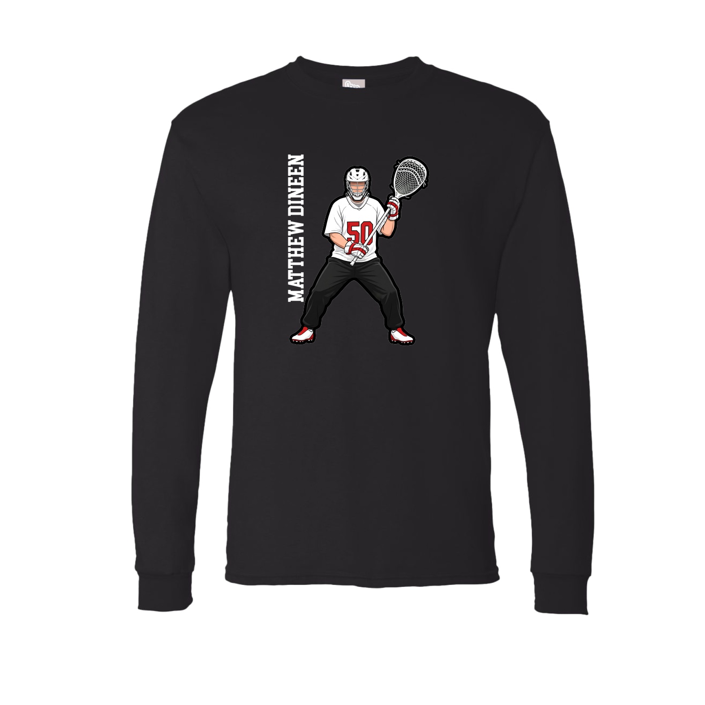 Long Sleeve Tee — Name Vertical in Black