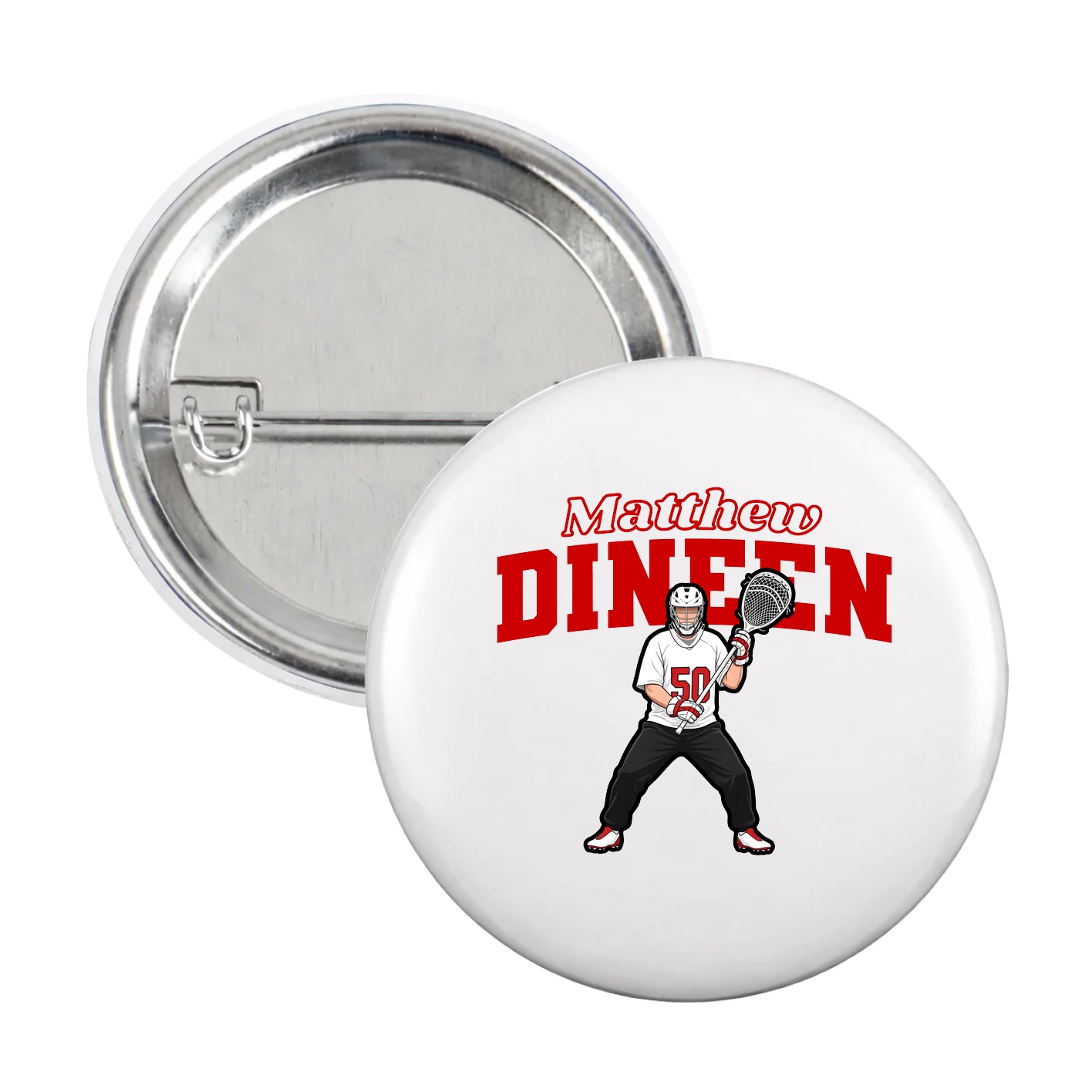 Game Day Button — Name Arch in White