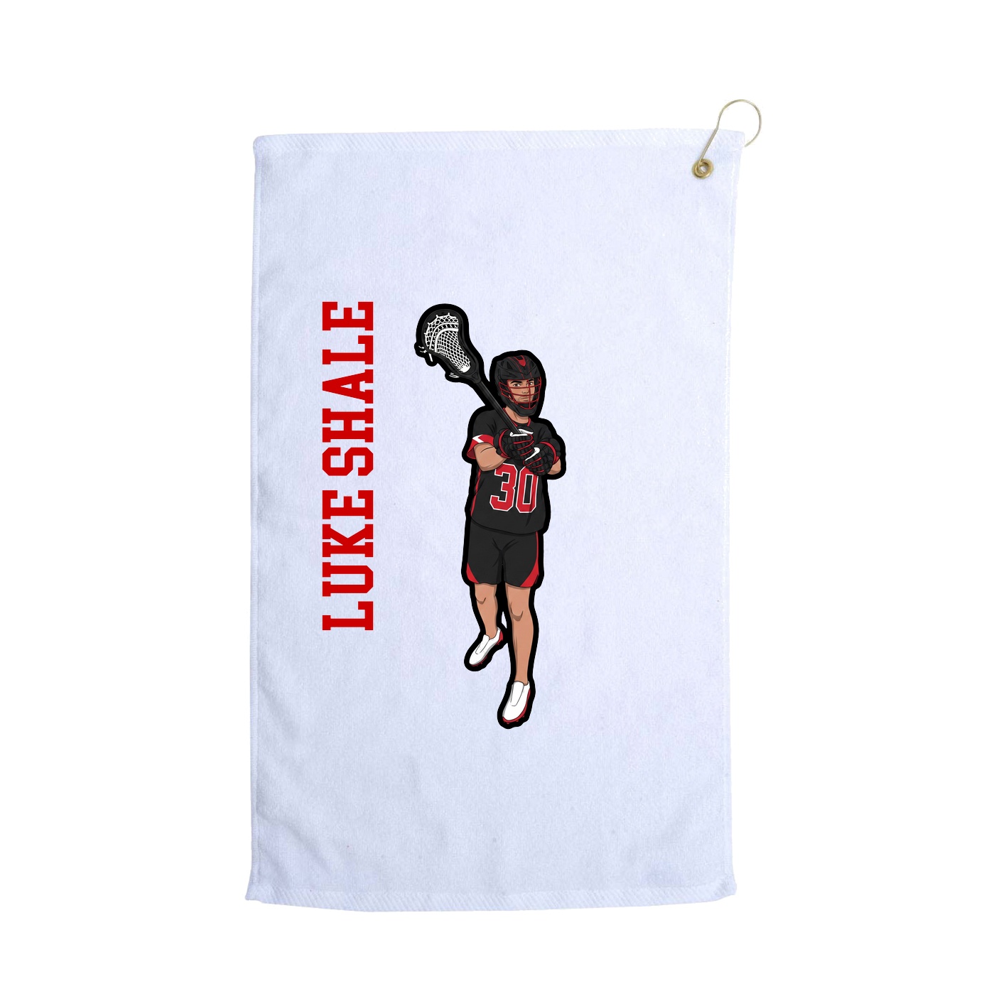 Golf Towel — Name Vertical in White