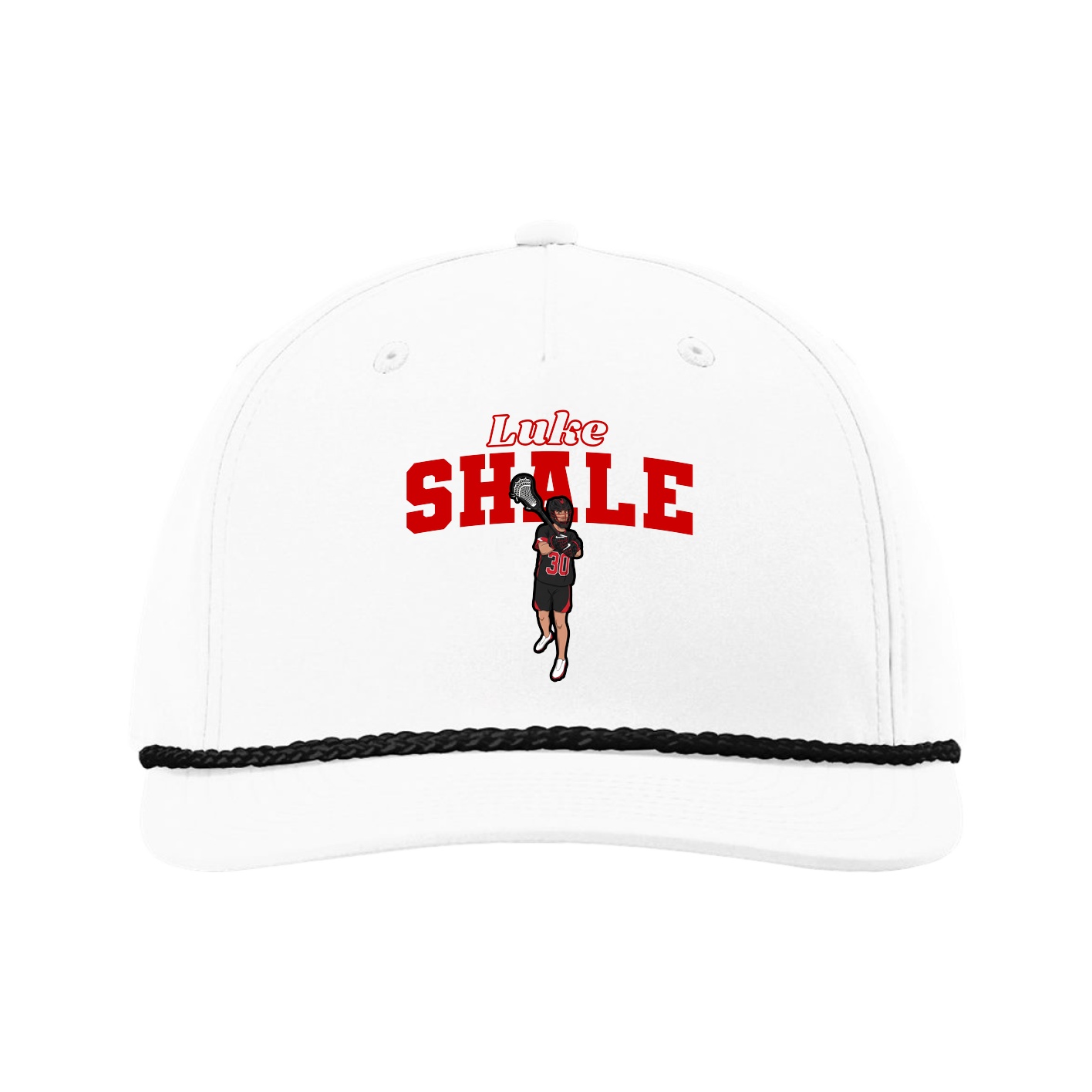 Five-Panel Classic Rope Cap — Name Arch in White
