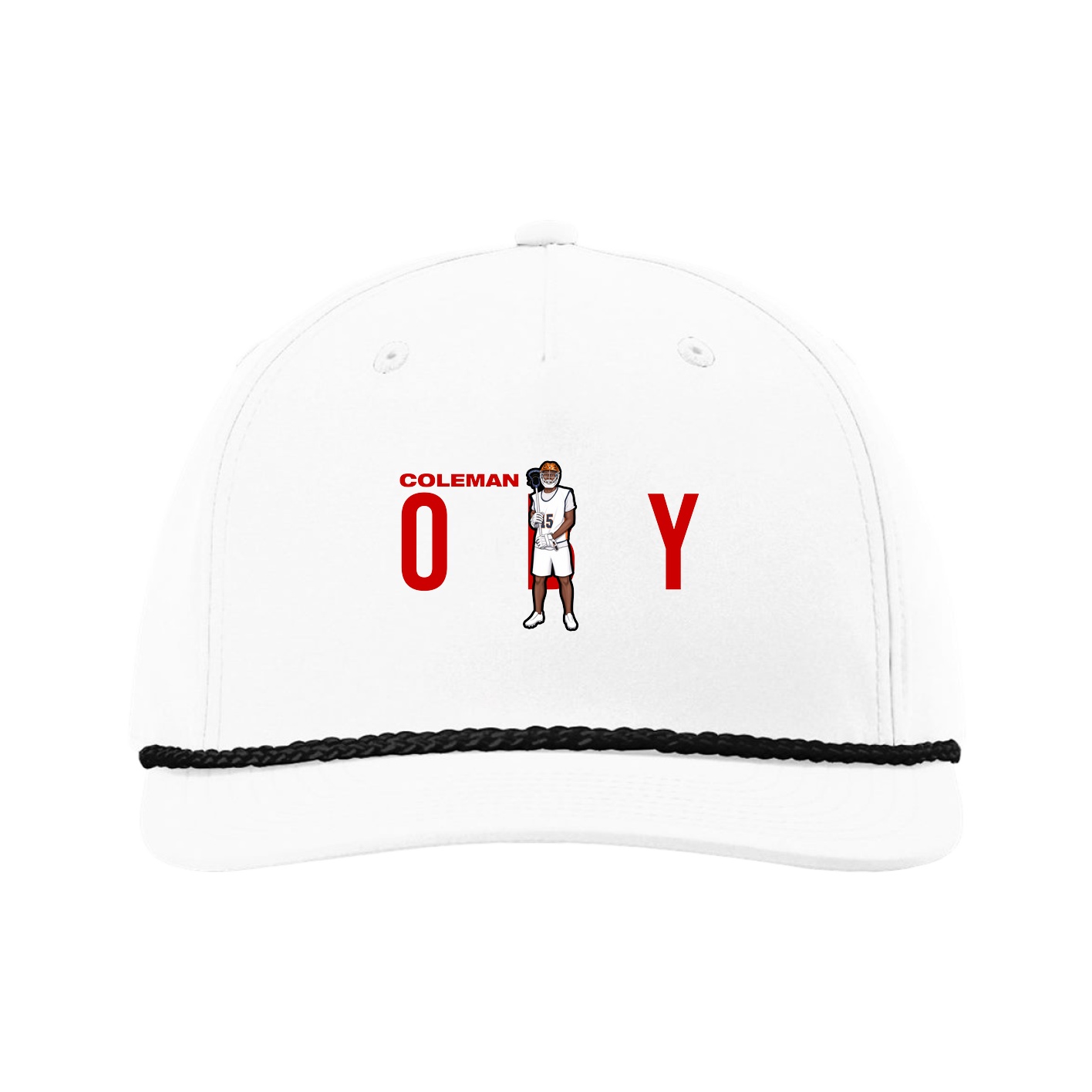 Five-Panel Classic Rope Cap — Player Name in White