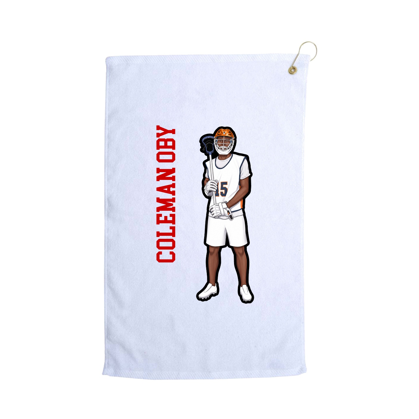 Golf Towel — Name Vertical in White