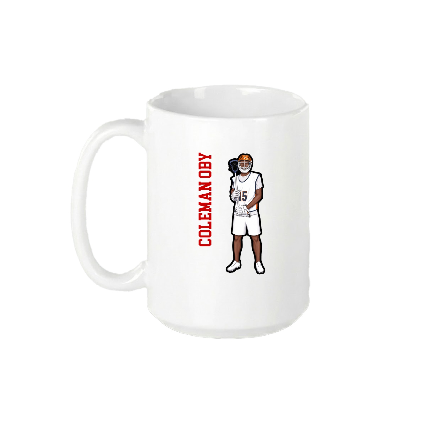 15oz Coffee Mug — Name Vertical in White