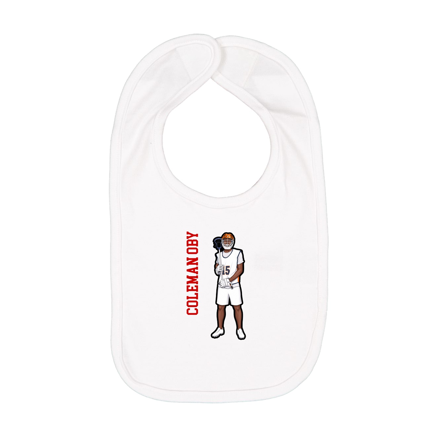 Infant Bib — Name Vertical in White