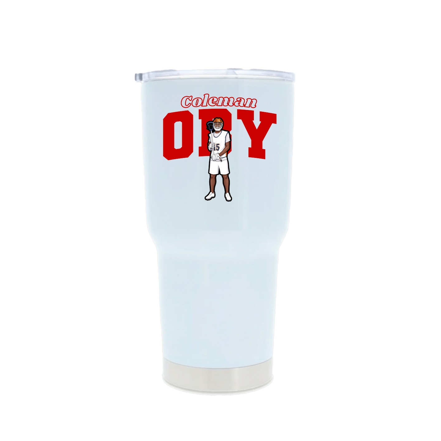 30oz Stainless Steel Tumbler — Name Arch in White