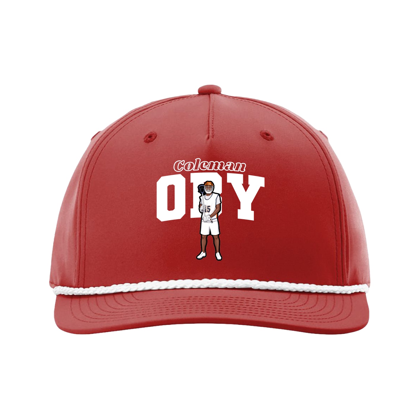 Five-Panel Classic Rope Cap — Name Arch in Red