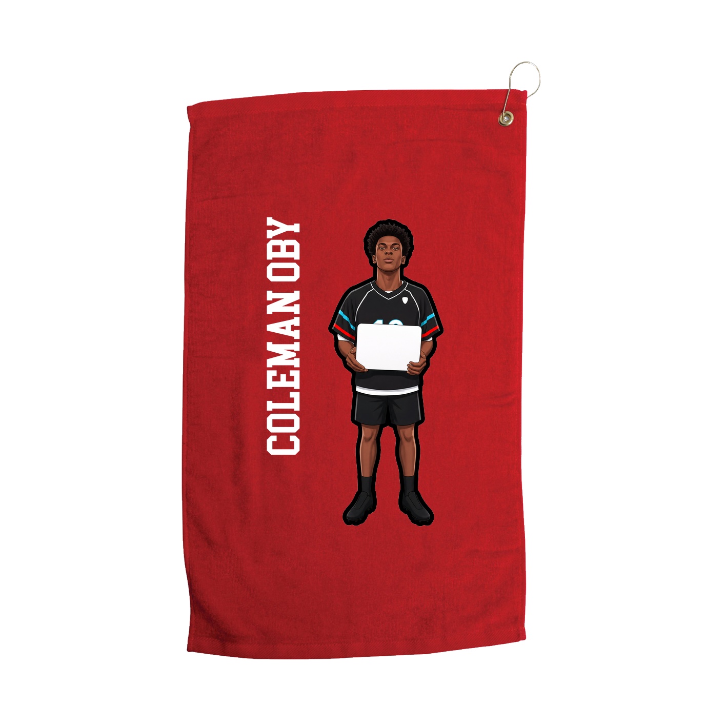 Golf Towel — Name Vertical in Red