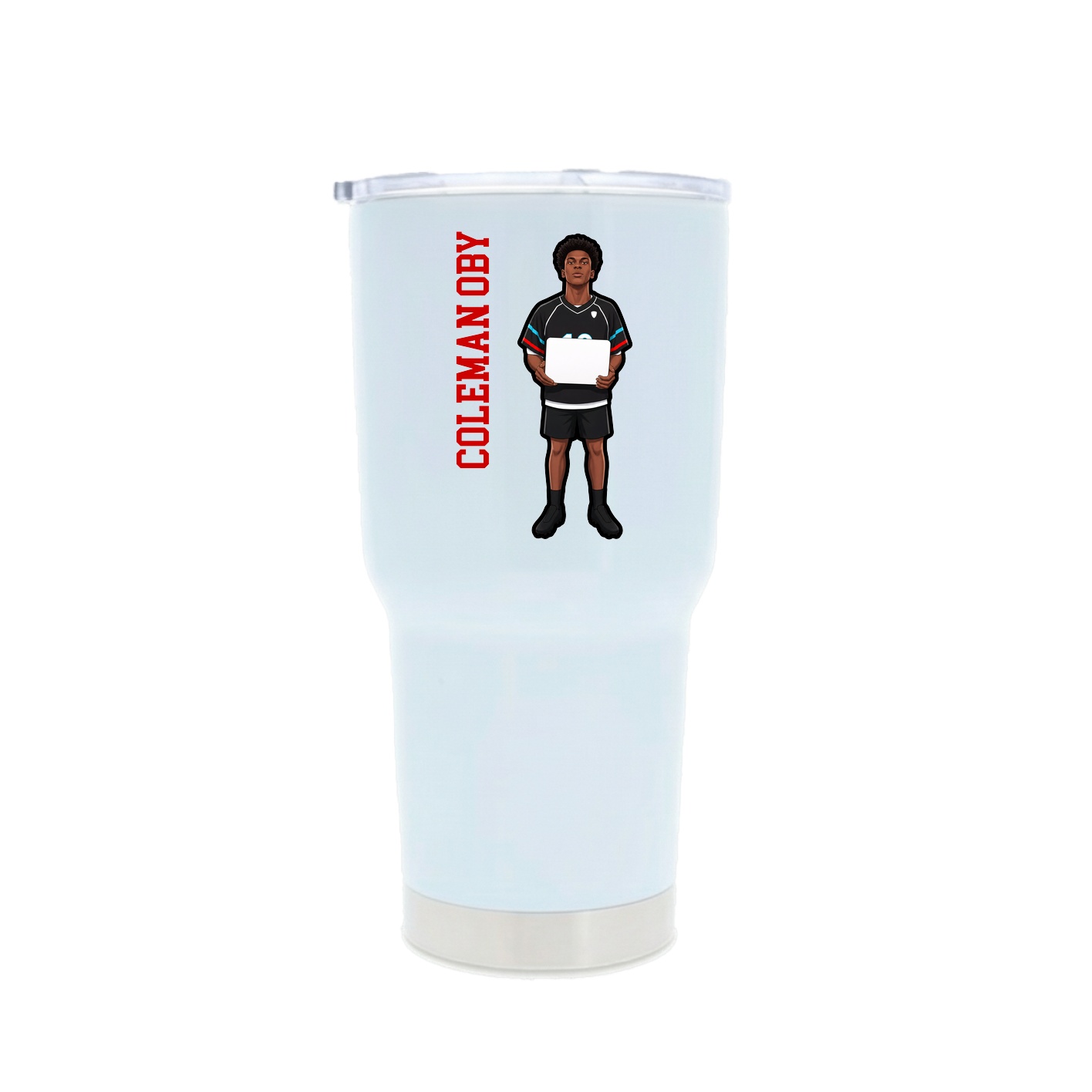 30oz Stainless Steel Tumbler — Name Vertical in White
