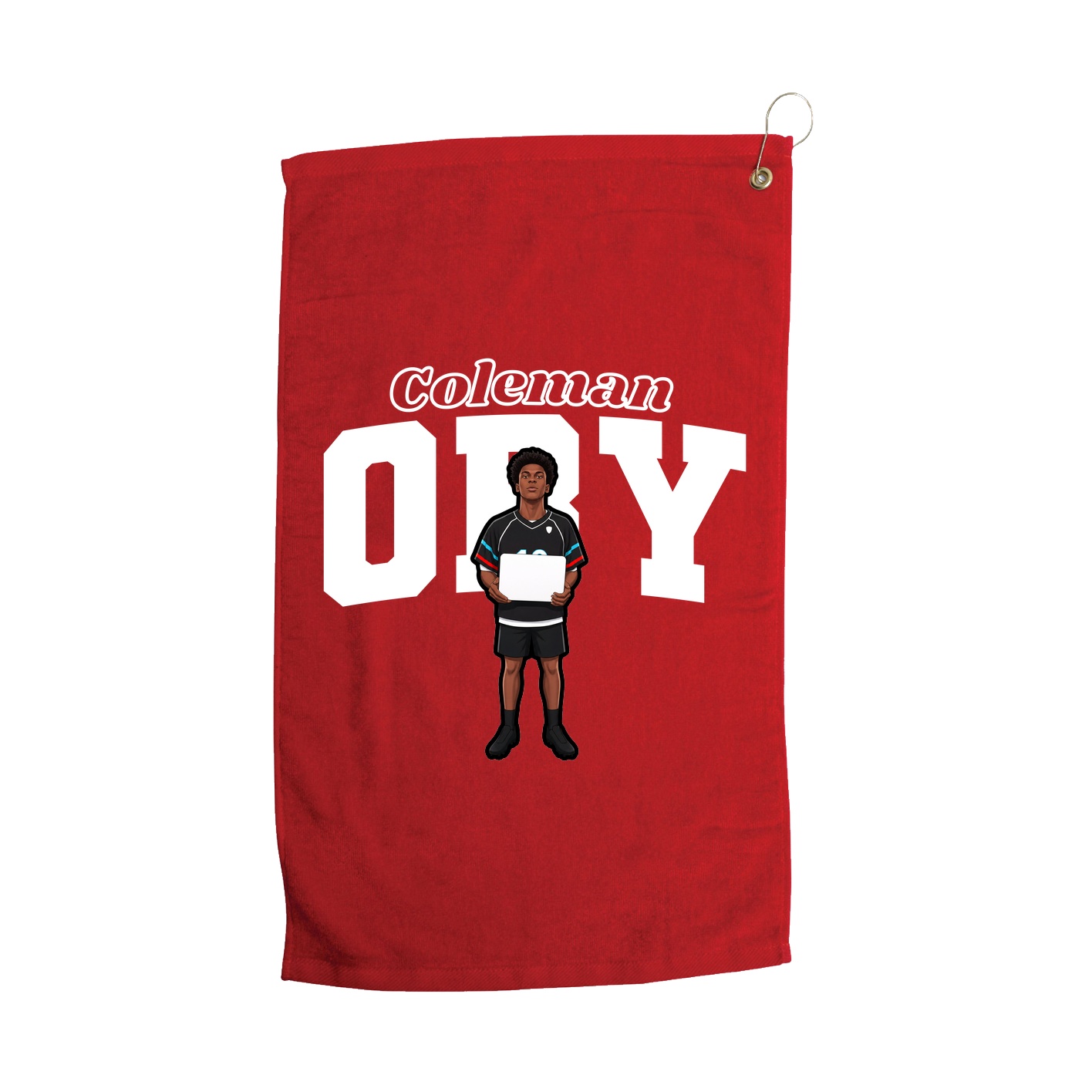 Golf Towel — Name Arch in Red