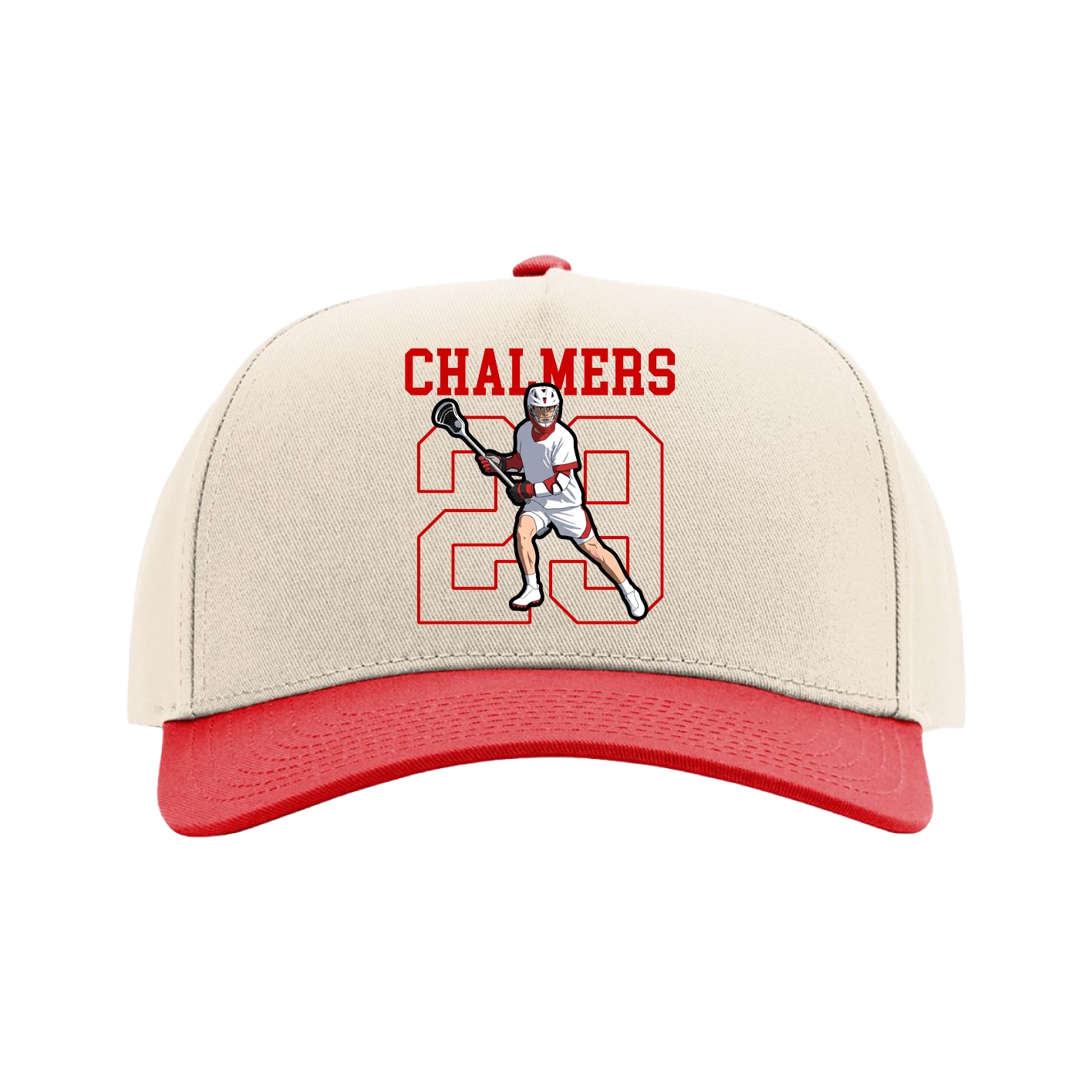 Full Fabric Five-Panel Champ Cap — Shirsey in Cream/Red