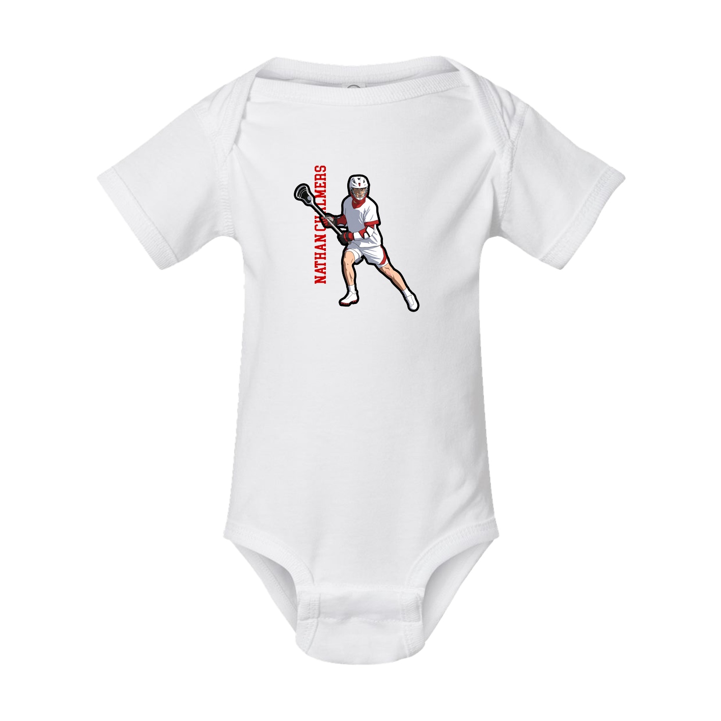 Baby Onesie — Name Vertical in White