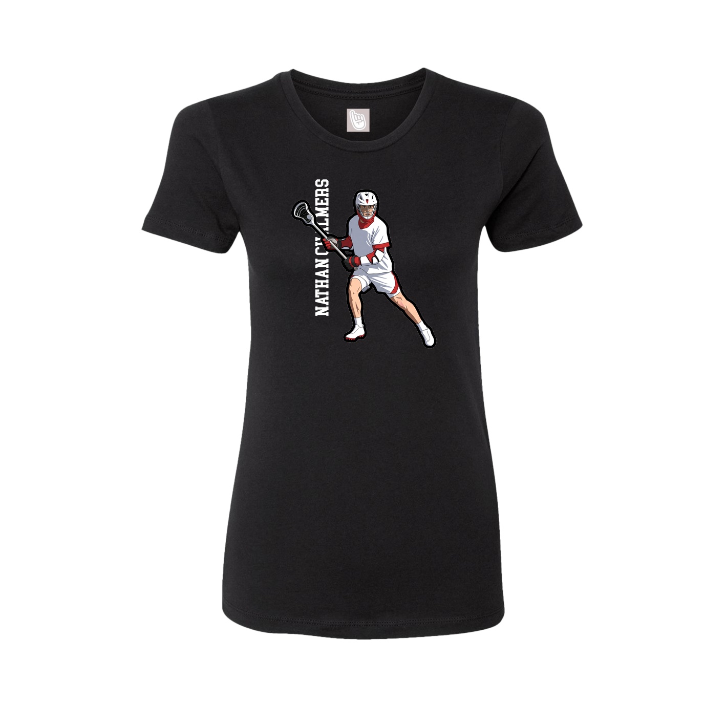 Fitted Women's Tee — Name Vertical in Black