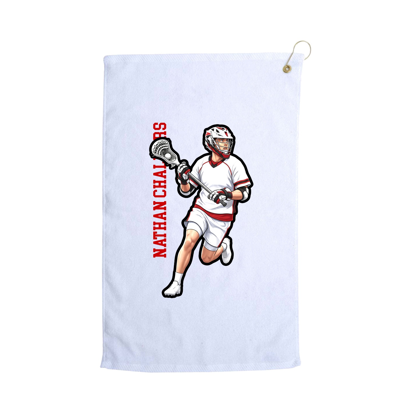 Golf Towel — Name Vertical in White