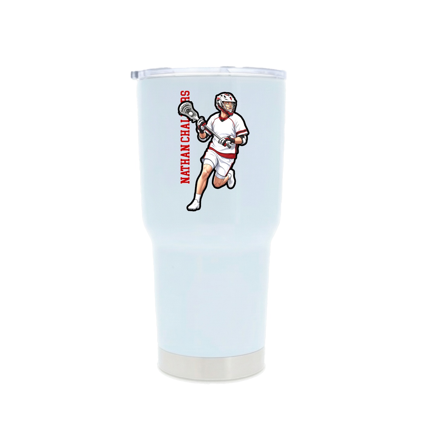 30oz Stainless Steel Tumbler — Name Vertical in White