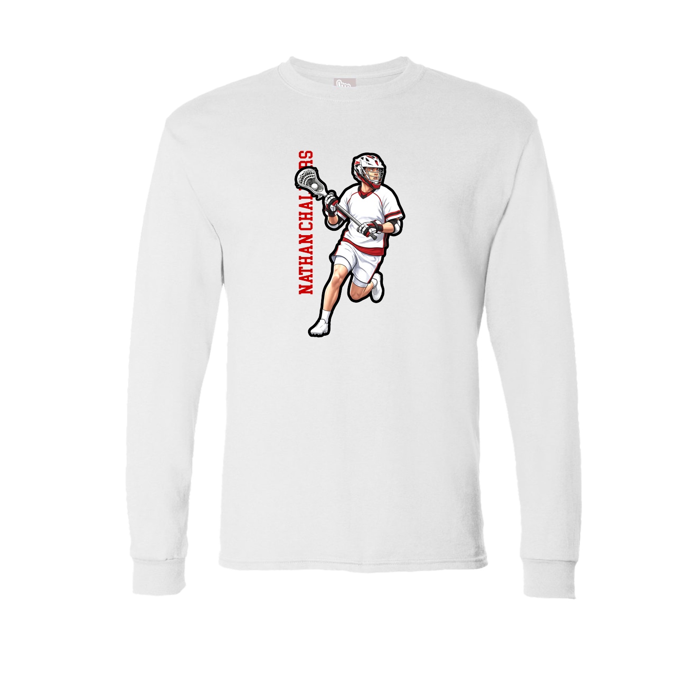 Long Sleeve Tee — Name Vertical in White