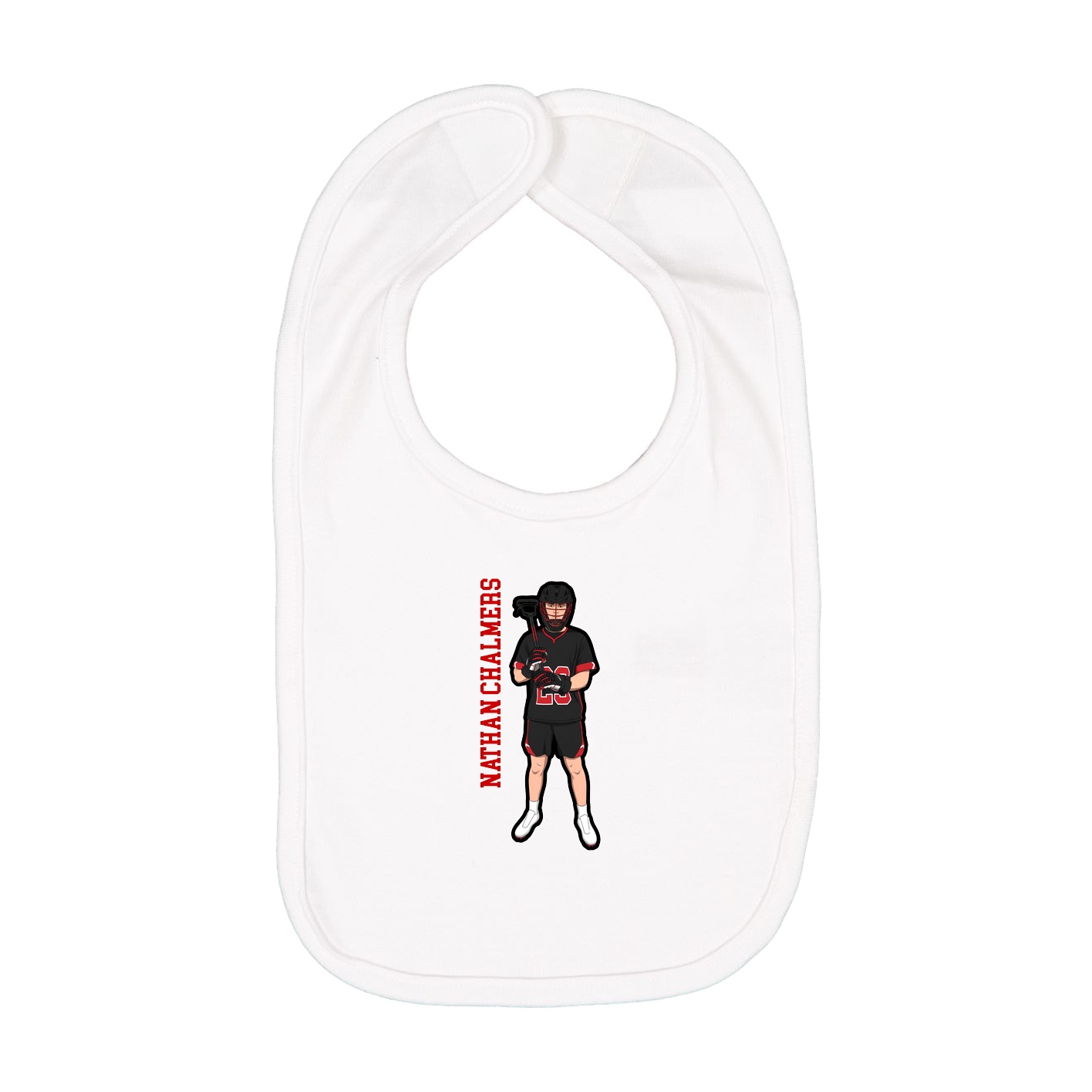 Infant Bib — Name Vertical in White