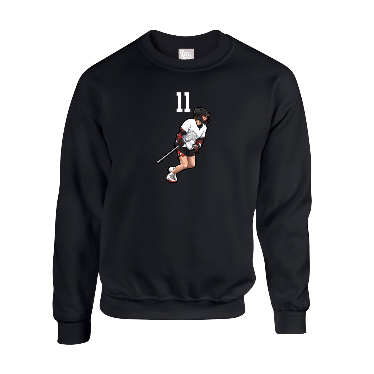 Fleece Crew — Number Top in Black