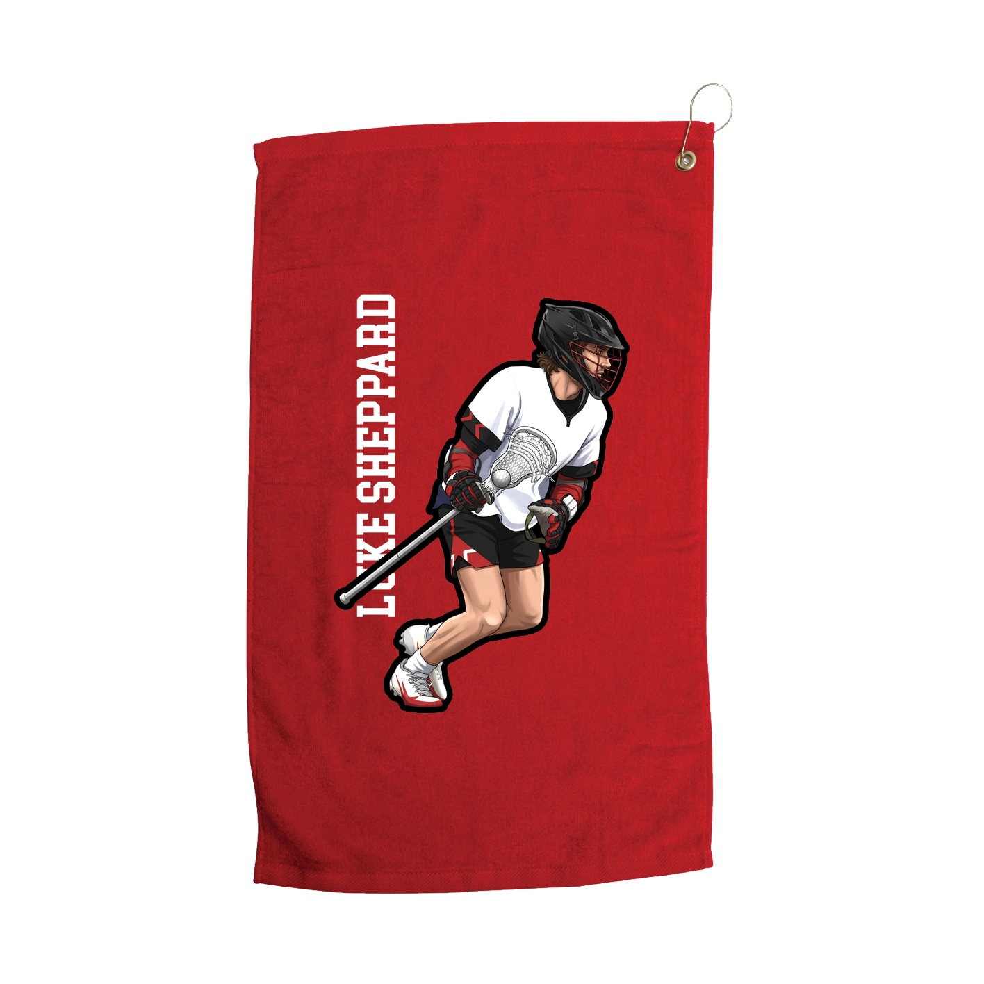 Golf Towel — Name Vertical in Red