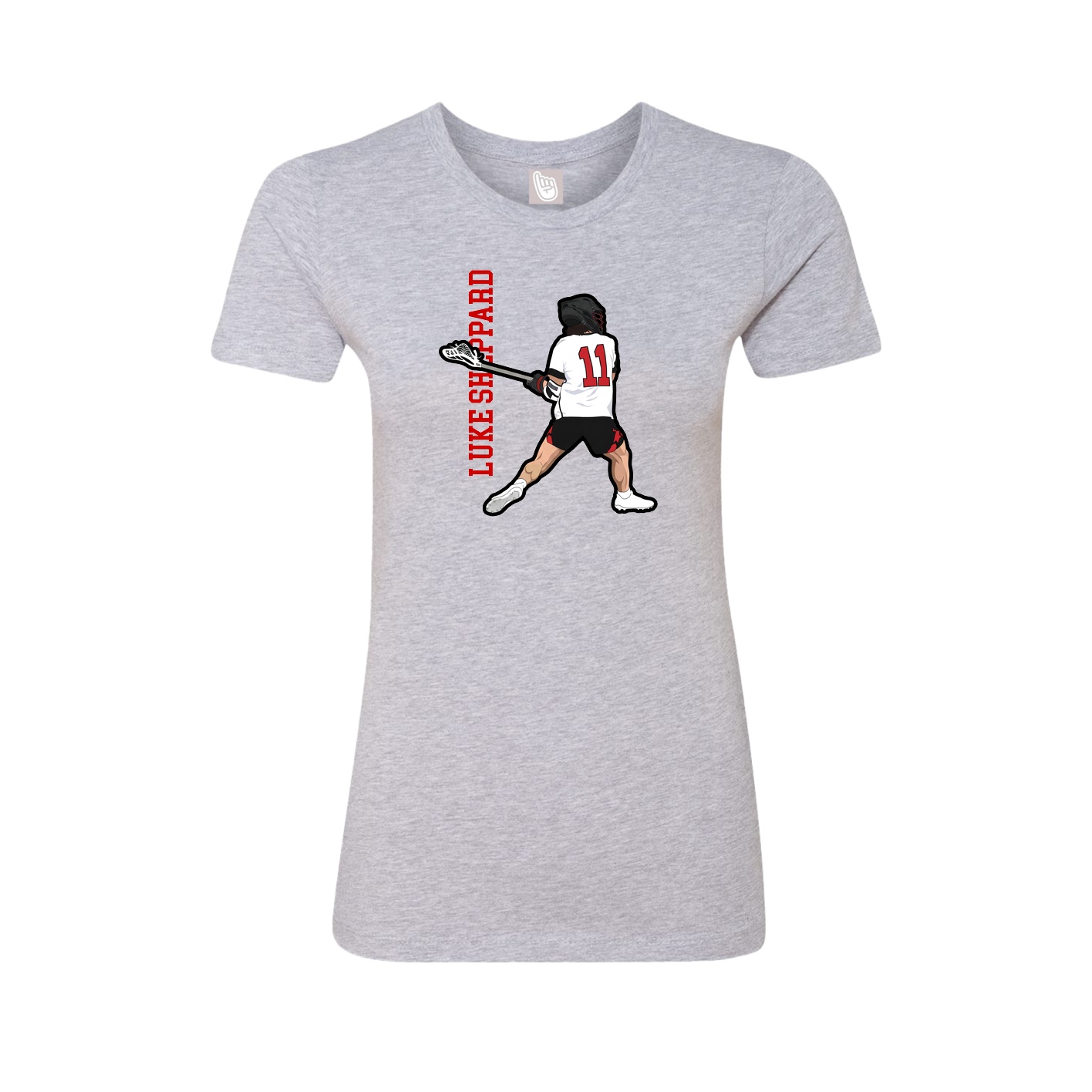 Fitted Women's Tee — Name Vertical in Grey