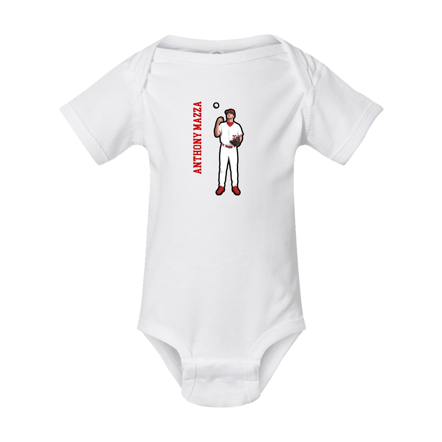 Baby Onesie — Name Vertical in White
