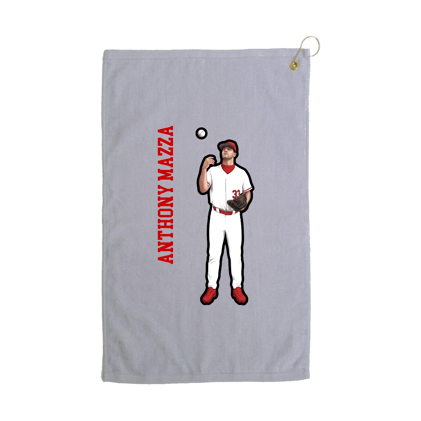 Golf Towel — Name Vertical in Grey
