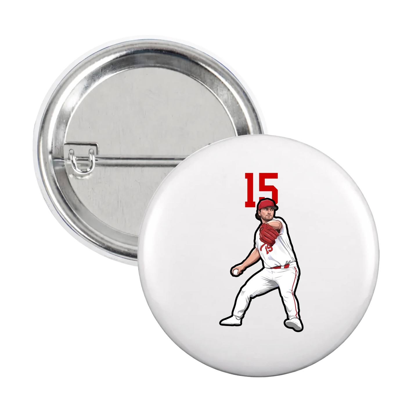 Game Day Button — Number Top in White