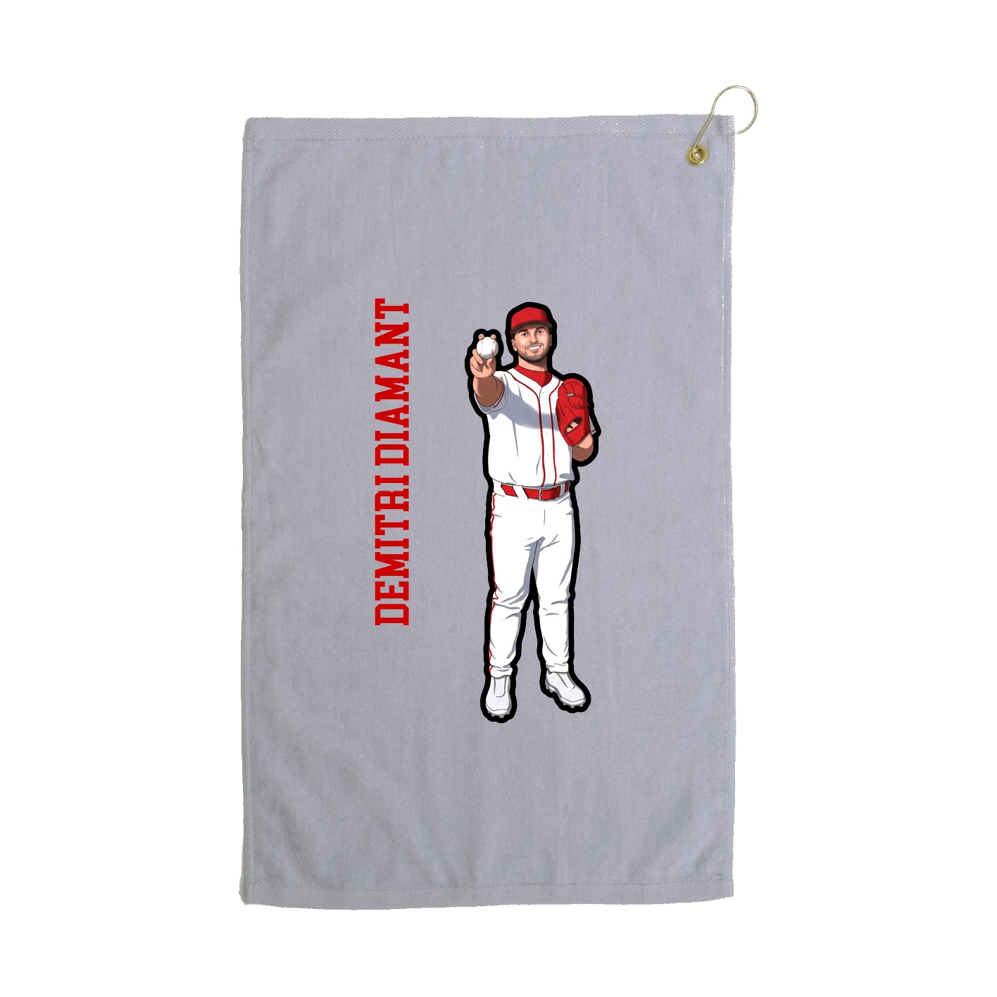 Golf Towel — Name Vertical in Grey