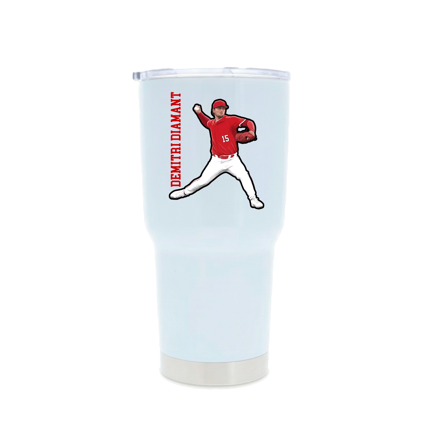 30oz Stainless Steel Tumbler — Name Vertical in White