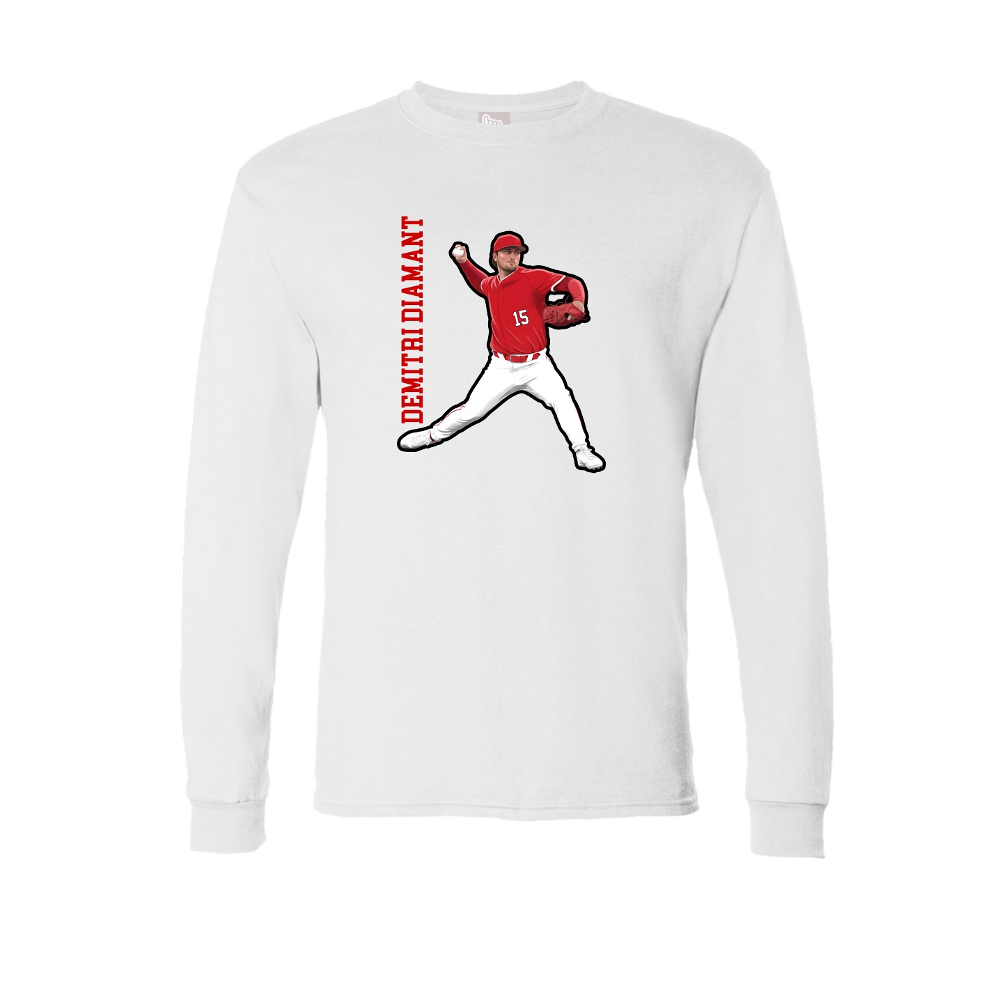 Long Sleeve Tee — Name Vertical in White