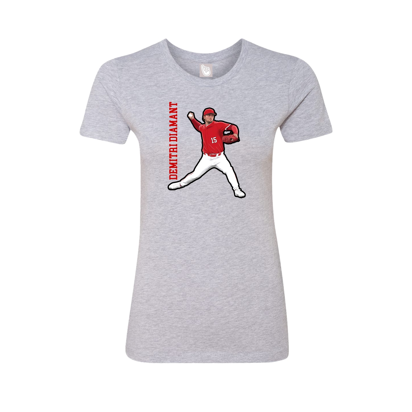 Womens Tee — Name Vertical in Grey