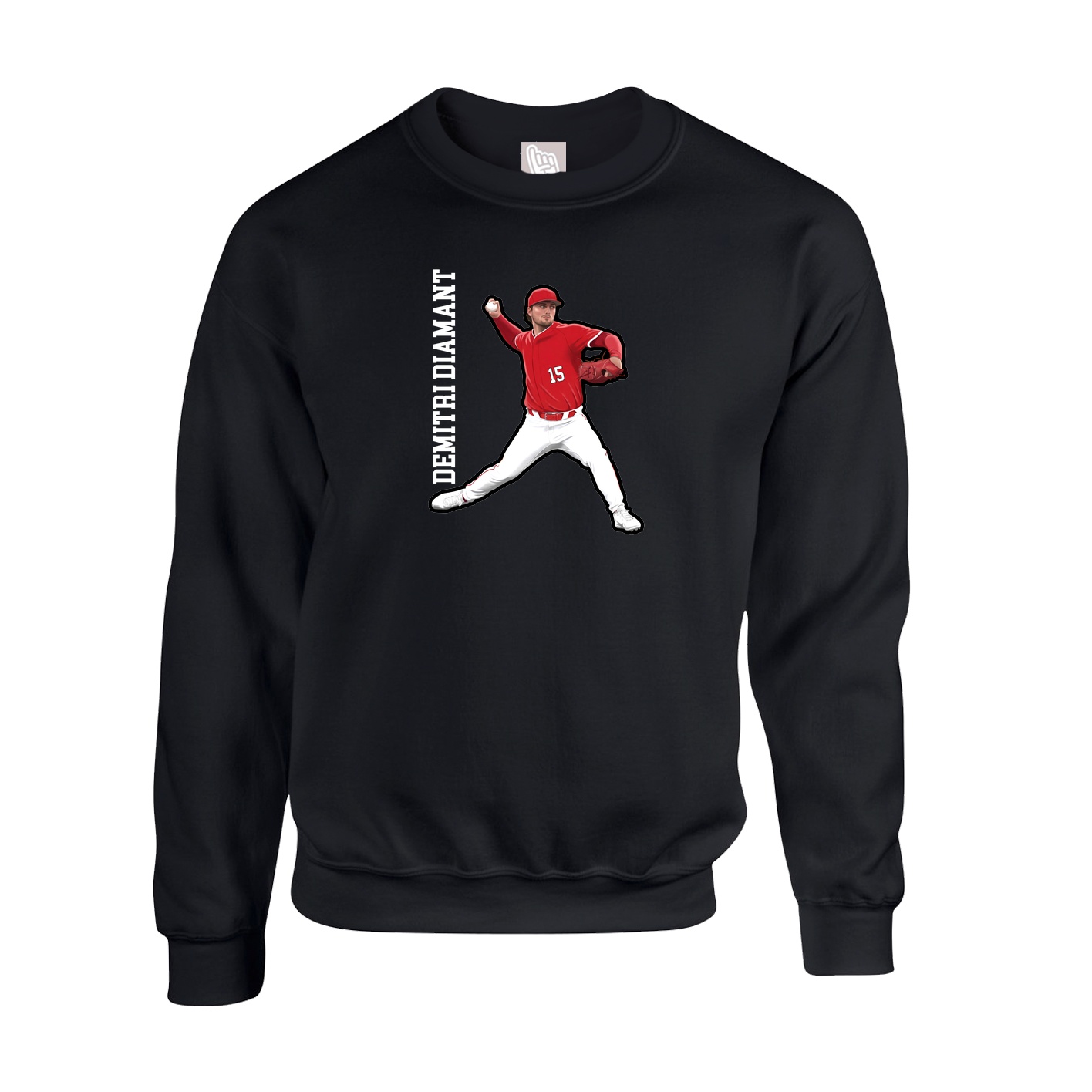 Fleece Crew — Name Vertical in Black