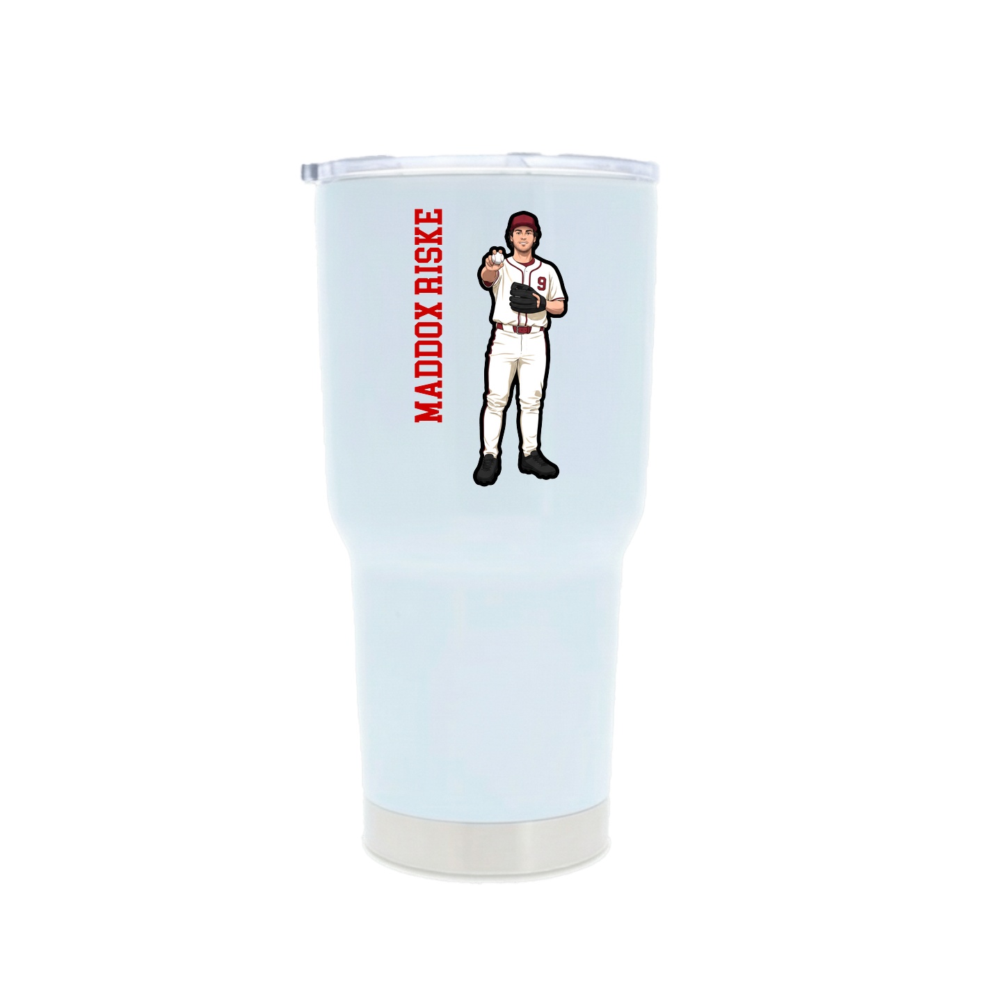 30oz Stainless Steel Tumbler — Name Vertical in White