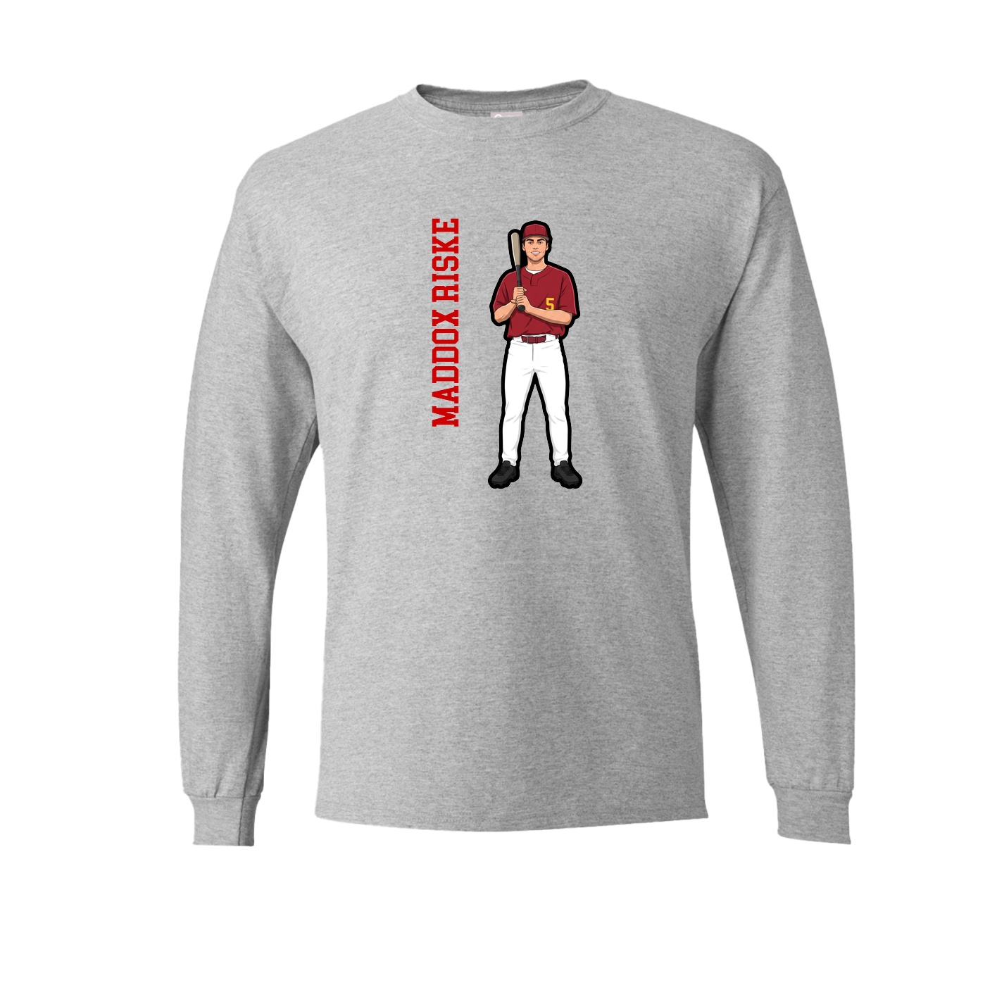 Long Sleeve Tee — Name Vertical in Grey