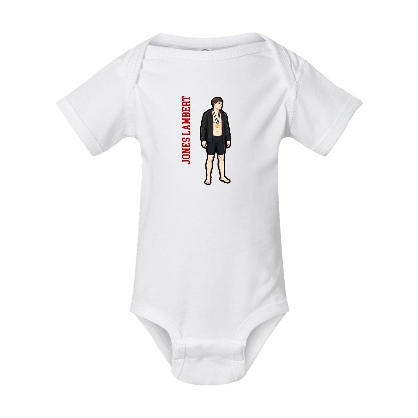 Baby Onesie — Name Vertical in White